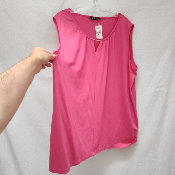 NEW Verpass sleeveless top Barbie pink new stretch blouse metal 22 plus size - Picture 6 of 13